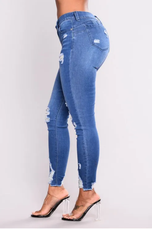 AIKO: Ripped Denim Jeans, skinny fit