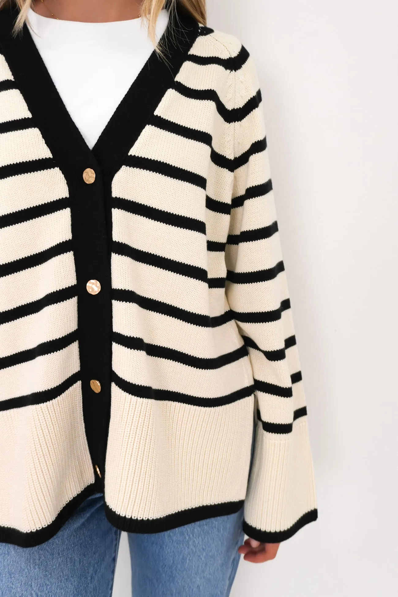 Ansley Cardigan Cream Stripe