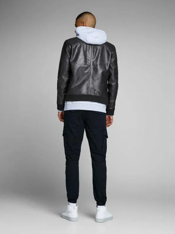 Astounded Black Rib Leather Jacket For Men by TJS