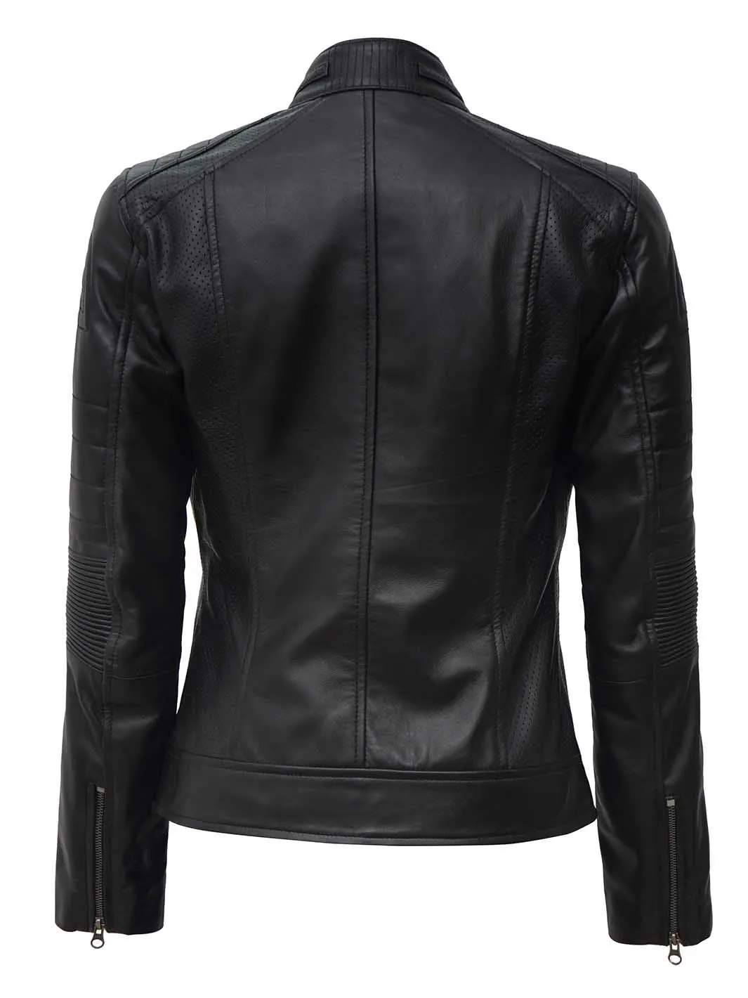 Austin Tall Women Black Cafe Racer Leather Jacket