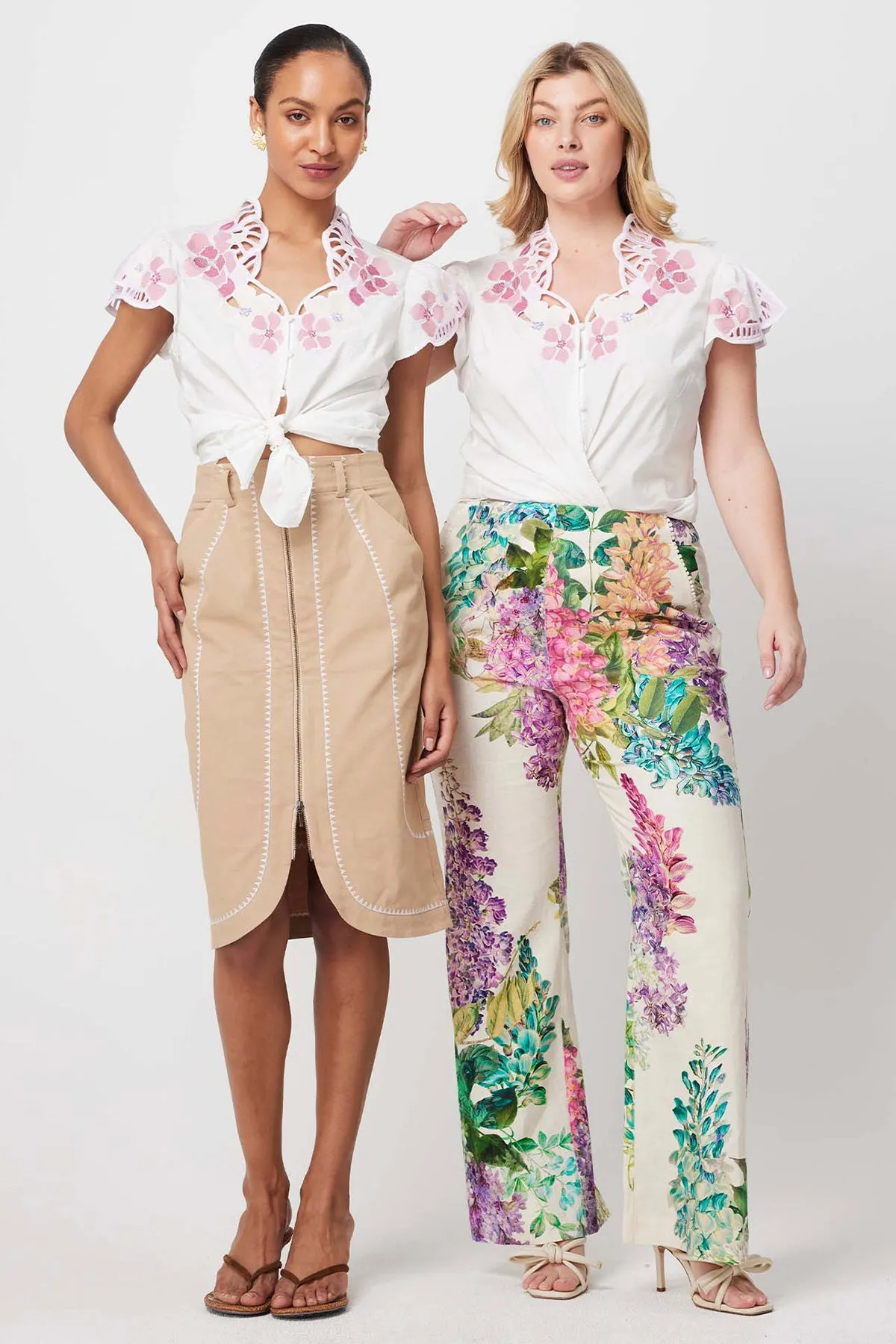 Ballou Embroidered Blouse Ivory Blush