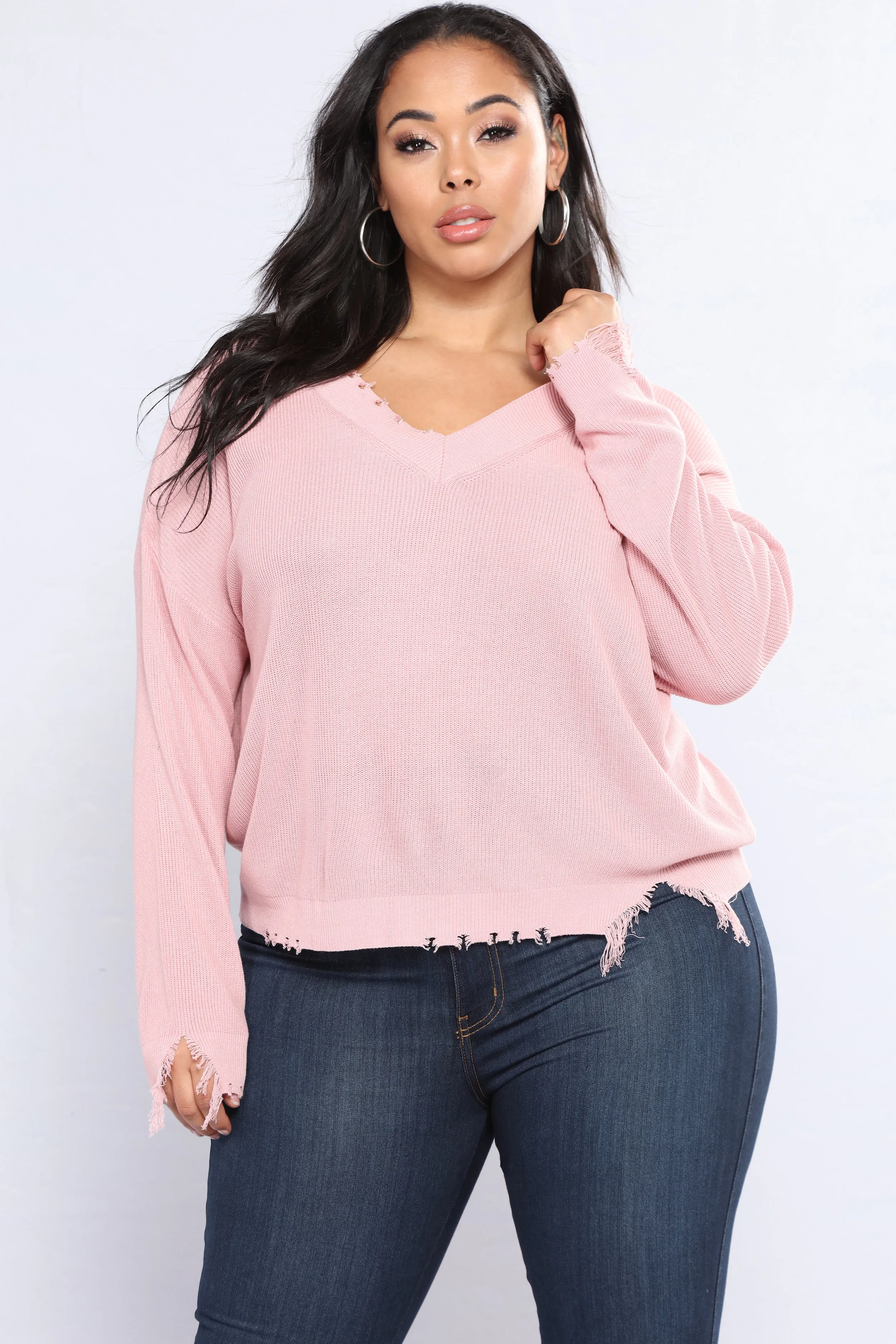 Beatriz V Neck Sweater - Mauve
