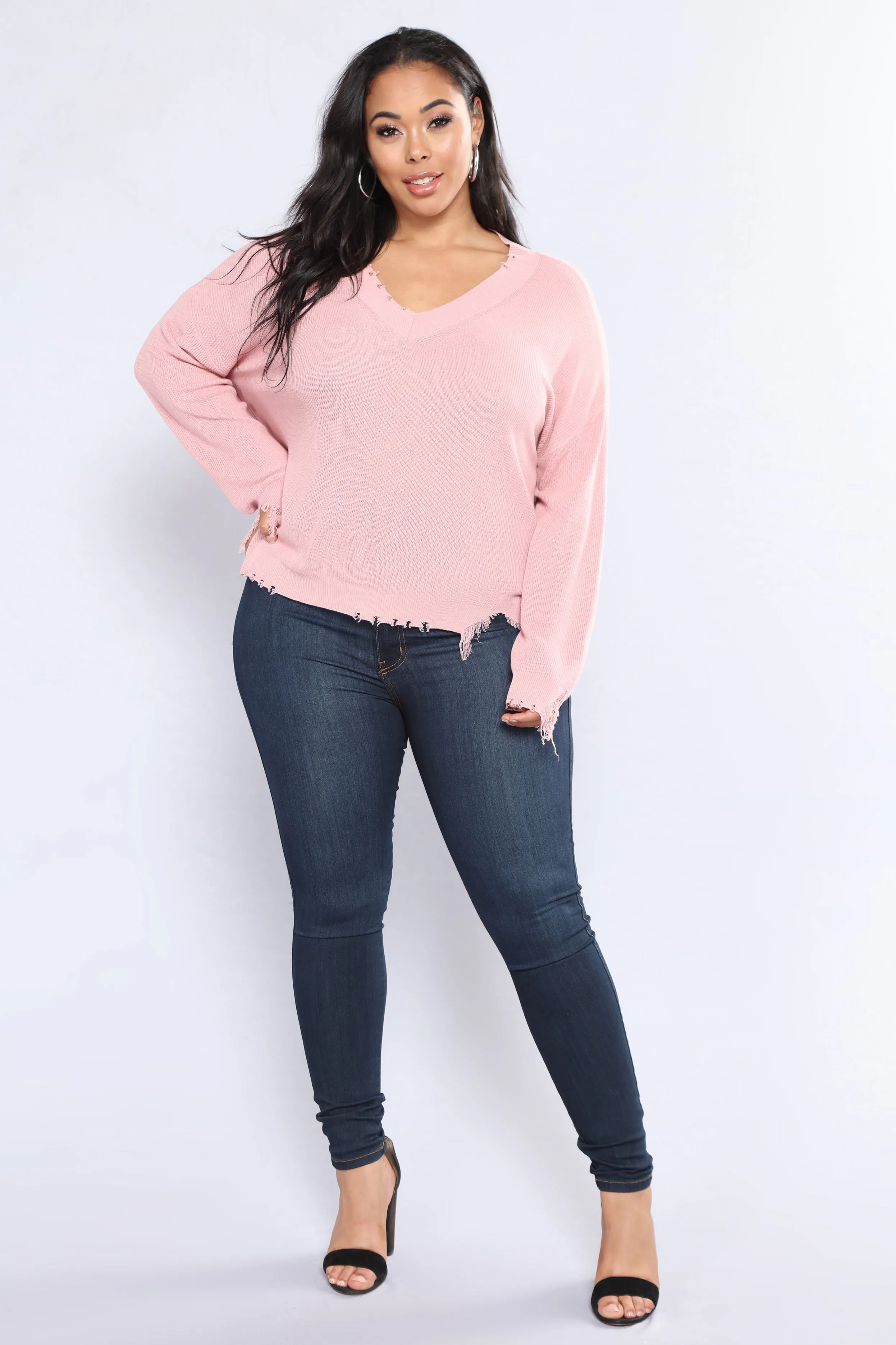 Beatriz V Neck Sweater - Mauve