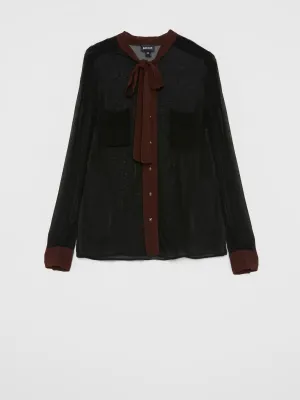 Black Bow Tie Mesh Shirt