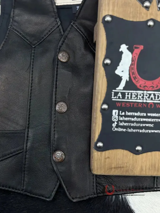 BULL GENUINE LEATHER KIDS VEST BLACK