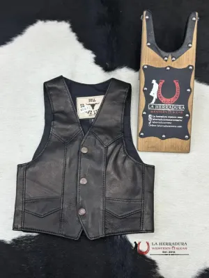 BULL GENUINE LEATHER KIDS VEST BLACK
