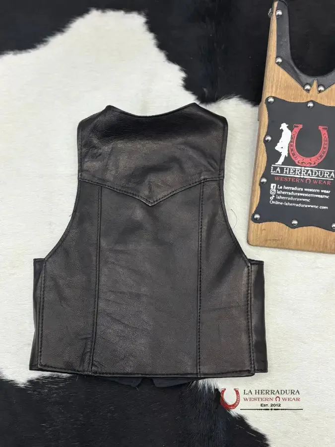 BULL GENUINE LEATHER KIDS VEST BLACK