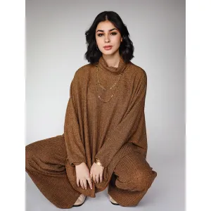 Camel Oversized knitted co-ord set