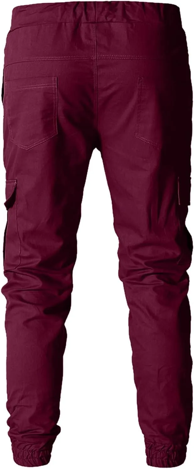 Cargo Pants for Men Big and Tall Pants Drawstring Trousers Men's Cargo Pant Straight Leg Relaxed Casual Work Ripstop