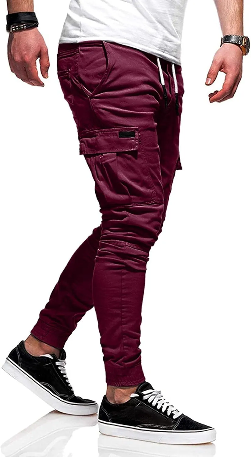 Cargo Pants for Men Big and Tall Pants Drawstring Trousers Men's Cargo Pant Straight Leg Relaxed Casual Work Ripstop