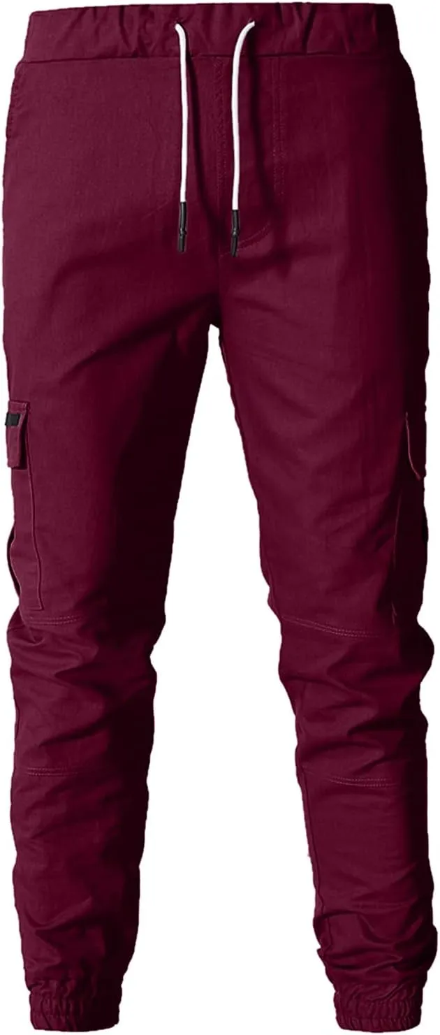 Cargo Pants for Men Big and Tall Pants Drawstring Trousers Men's Cargo Pant Straight Leg Relaxed Casual Work Ripstop