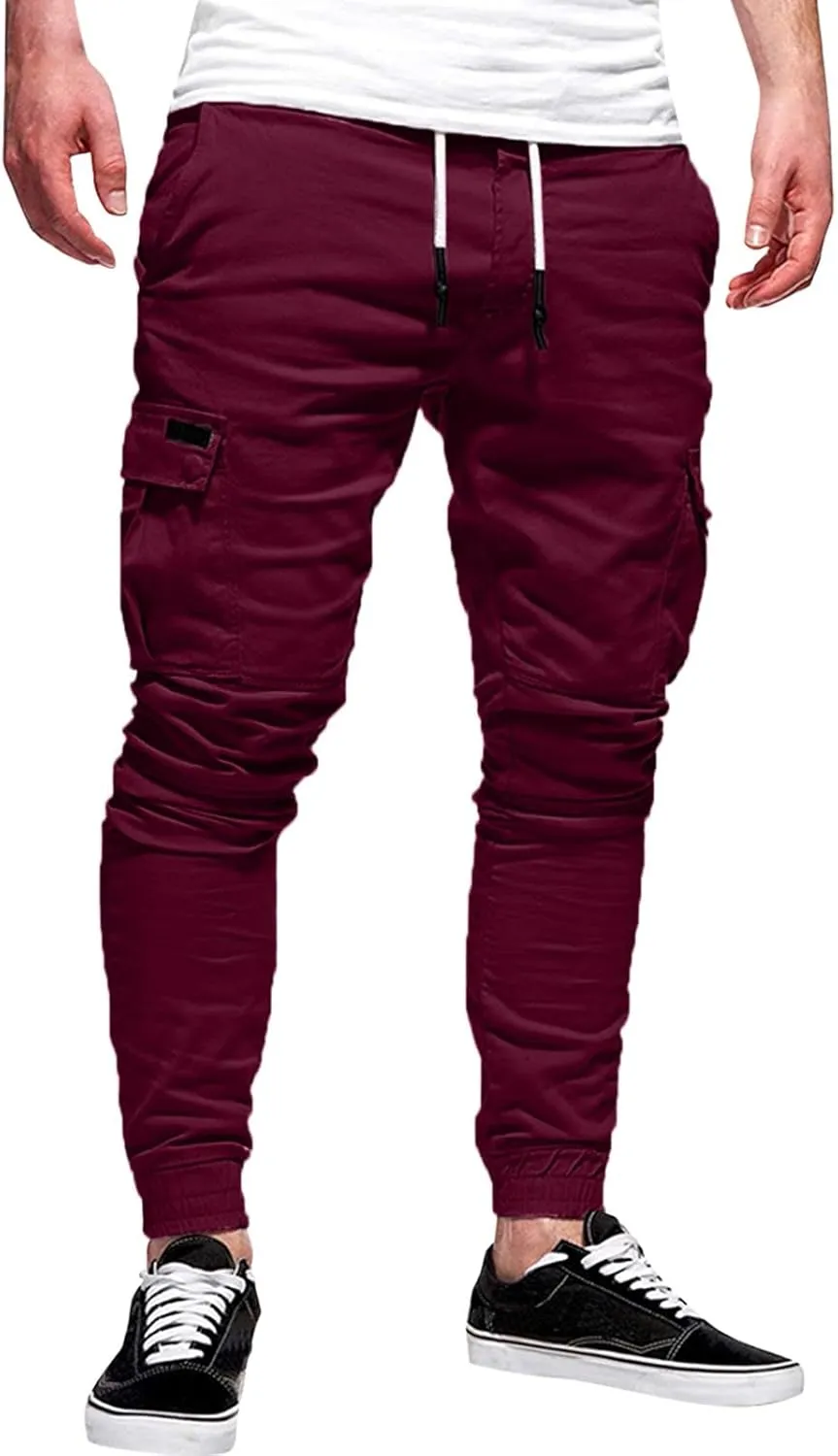 Cargo Pants for Men Big and Tall Pants Drawstring Trousers Men's Cargo Pant Straight Leg Relaxed Casual Work Ripstop
