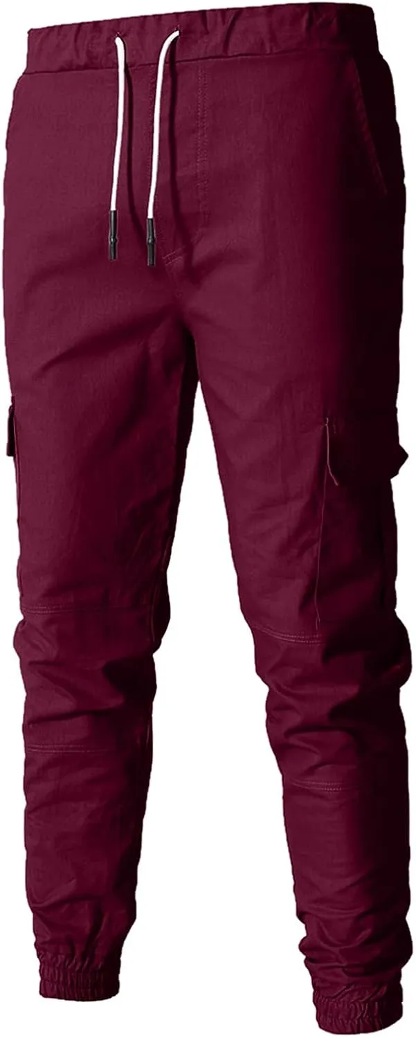 Cargo Pants for Men Big and Tall Pants Drawstring Trousers Men's Cargo Pant Straight Leg Relaxed Casual Work Ripstop
