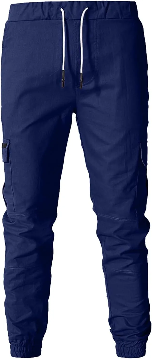 Cargo Pants for Men Big and Tall Pants Drawstring Trousers Men's Cargo Pant Straight Leg Relaxed Casual Work Ripstop