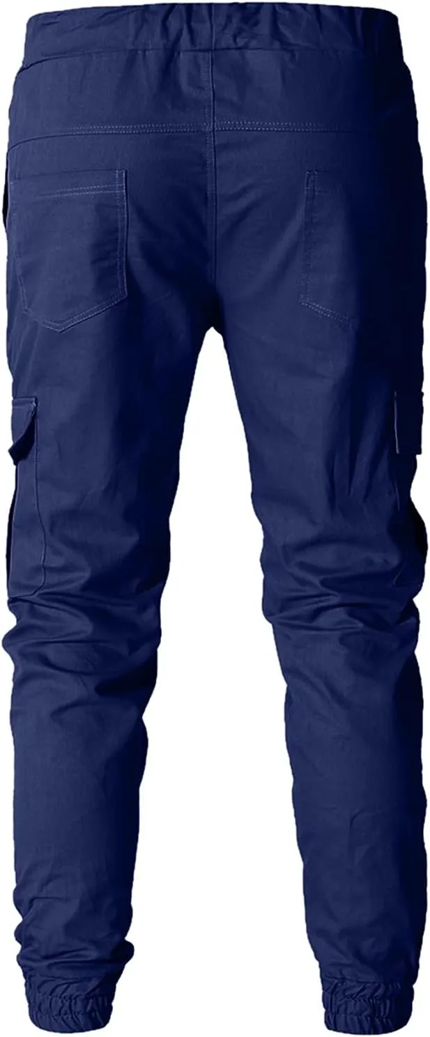 Cargo Pants for Men Big and Tall Pants Drawstring Trousers Men's Cargo Pant Straight Leg Relaxed Casual Work Ripstop