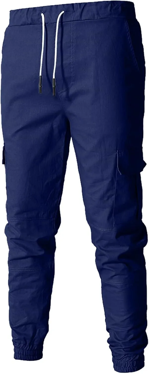 Cargo Pants for Men Big and Tall Pants Drawstring Trousers Men's Cargo Pant Straight Leg Relaxed Casual Work Ripstop