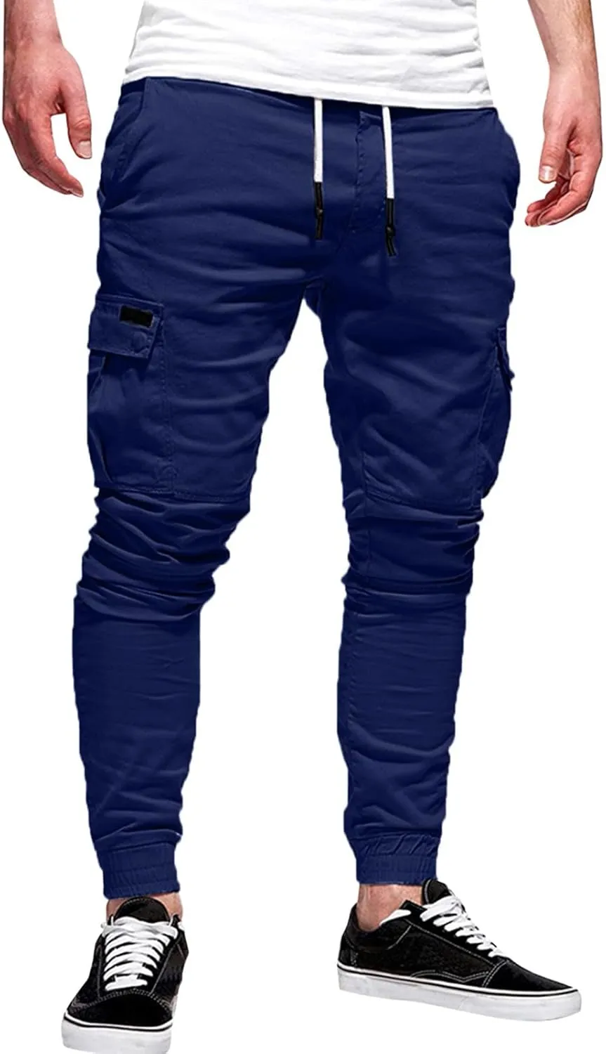 Cargo Pants for Men Big and Tall Pants Drawstring Trousers Men's Cargo Pant Straight Leg Relaxed Casual Work Ripstop