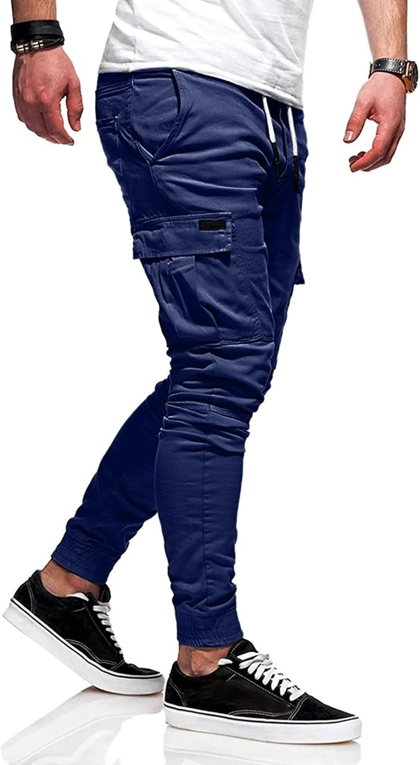 Cargo Pants for Men Big and Tall Pants Drawstring Trousers Men's Cargo Pant Straight Leg Relaxed Casual Work Ripstop