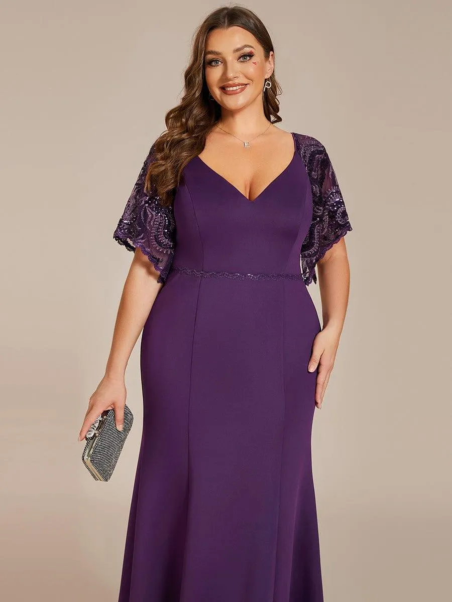 Cecil | Sexy V Neck Maxi Bodycon Mother of the Bride Dress