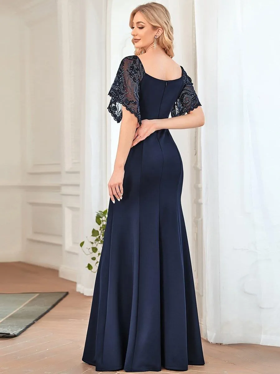 Cecil | Sexy V Neck Maxi Bodycon Mother of the Bride Dress