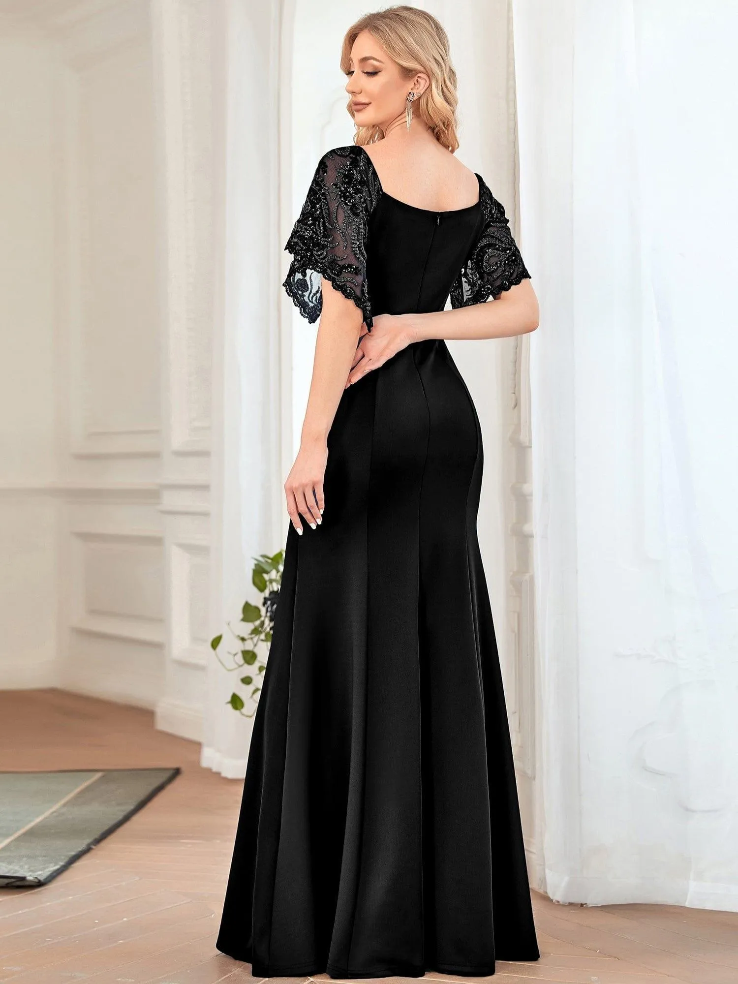 Cecil | Sexy V Neck Maxi Bodycon Mother of the Bride Dress