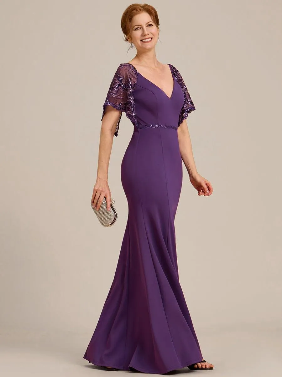 Cecil | Sexy V Neck Maxi Bodycon Mother of the Bride Dress