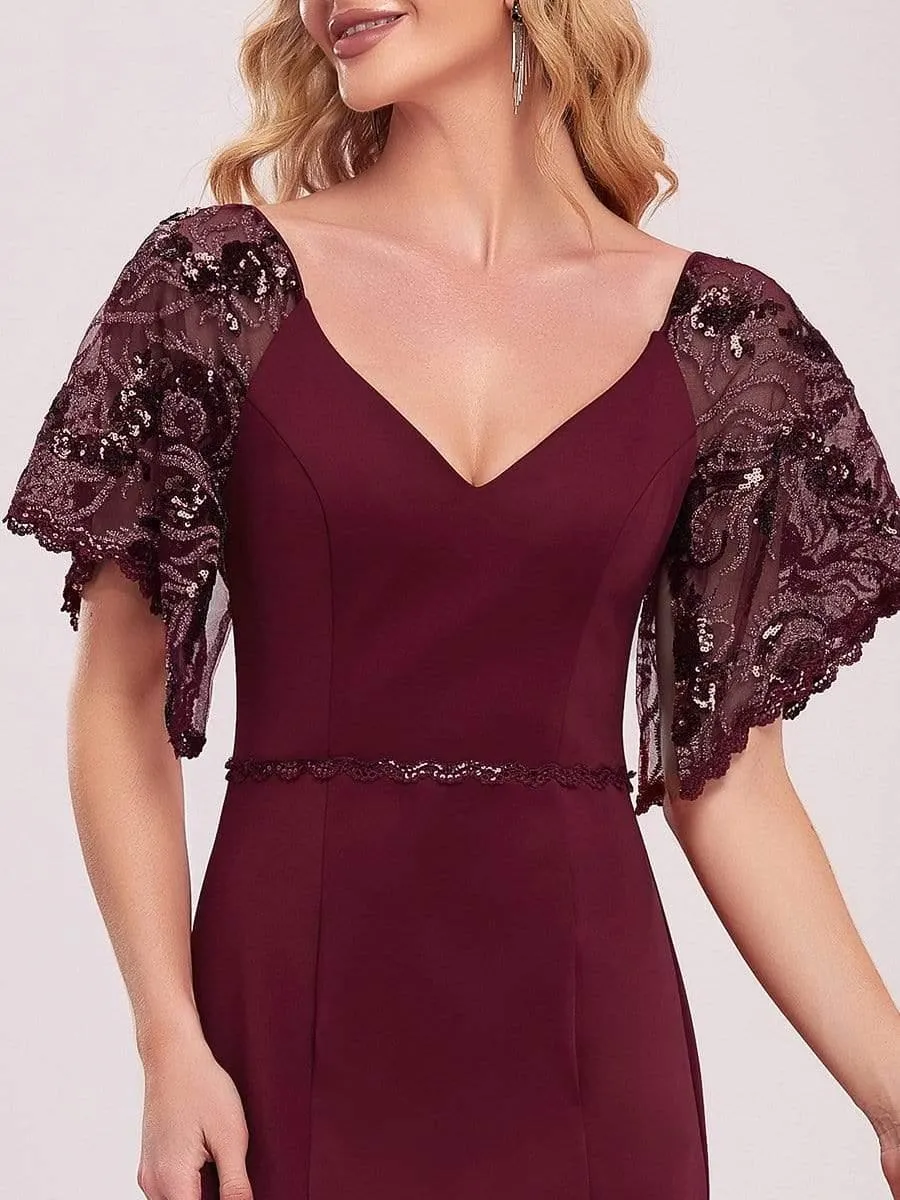 Cecil | Sexy V Neck Maxi Bodycon Mother of the Bride Dress