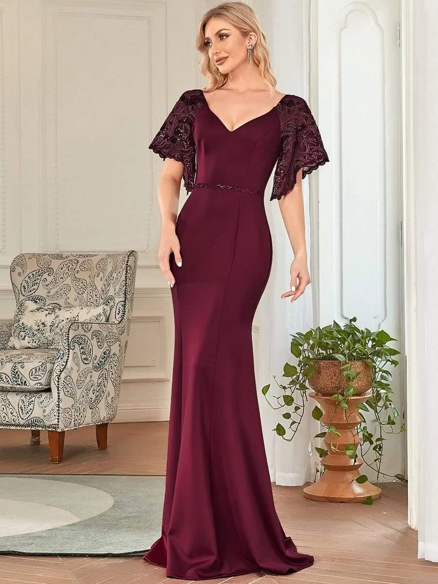 Cecil | Sexy V Neck Maxi Bodycon Mother of the Bride Dress