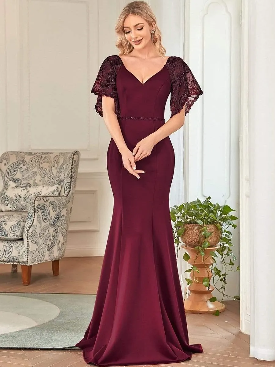 Cecil | Sexy V Neck Maxi Bodycon Mother of the Bride Dress