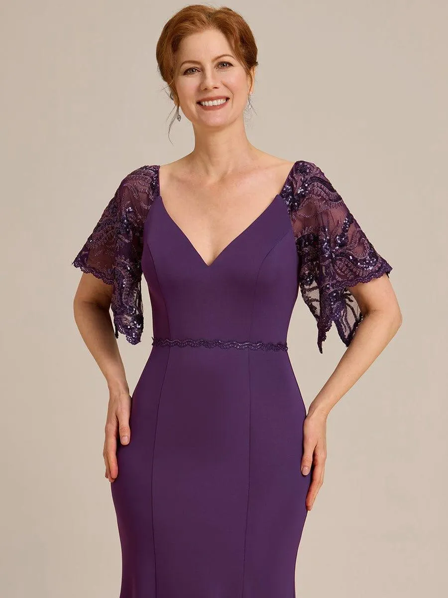Cecil | Sexy V Neck Maxi Bodycon Mother of the Bride Dress