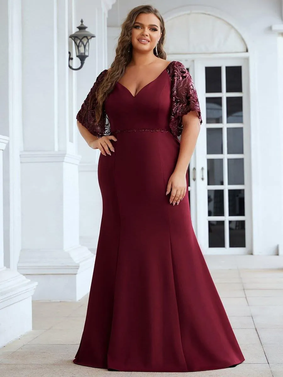 Cecil | Sexy V Neck Maxi Bodycon Mother of the Bride Dress
