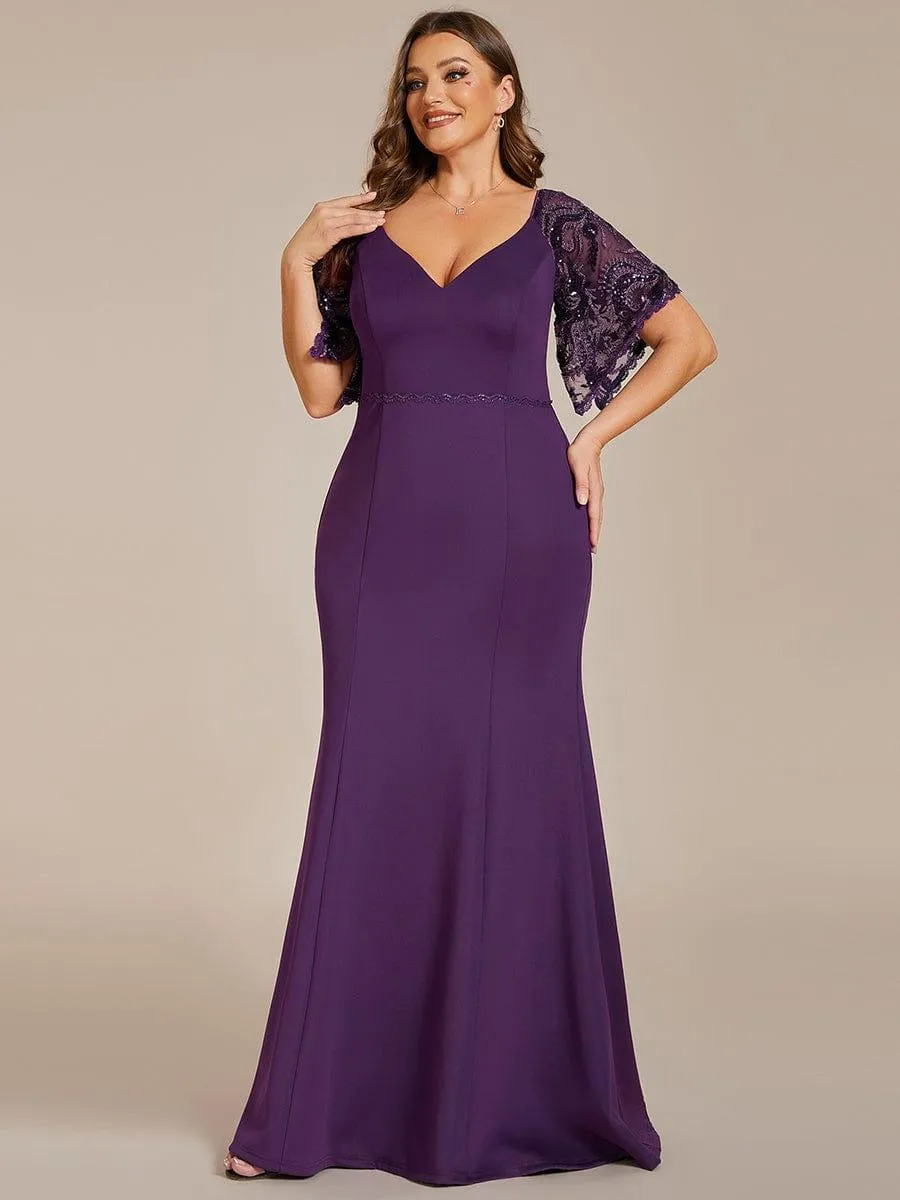 Cecil | Sexy V Neck Maxi Bodycon Mother of the Bride Dress
