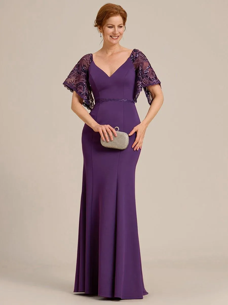 Cecil | Sexy V Neck Maxi Bodycon Mother of the Bride Dress