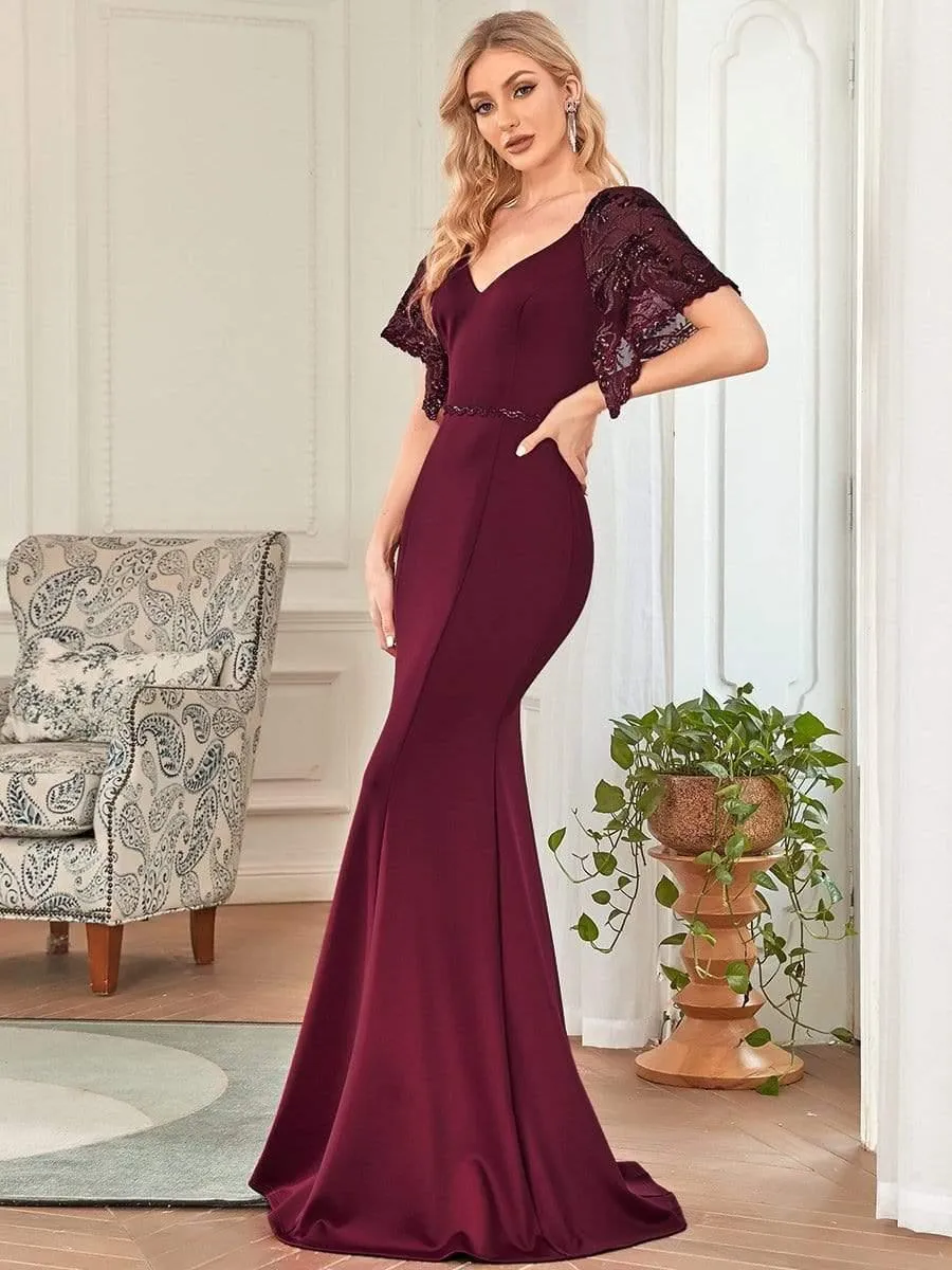 Cecil | Sexy V Neck Maxi Bodycon Mother of the Bride Dress