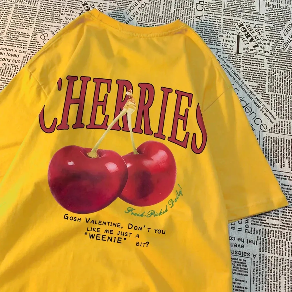 Cherries Cosh Valentine Funny T Shirts Women Summer Casual Tee