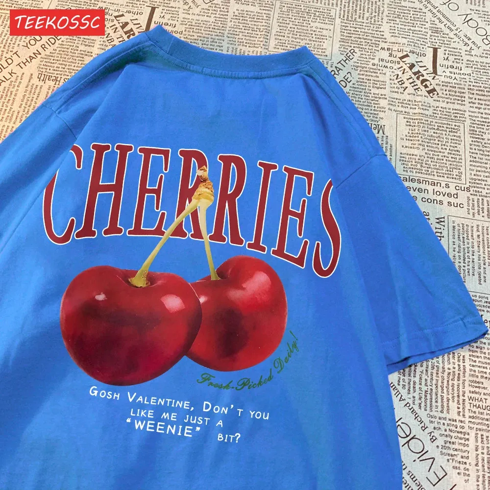 Cherries Cosh Valentine Funny T Shirts Women Summer Casual Tee