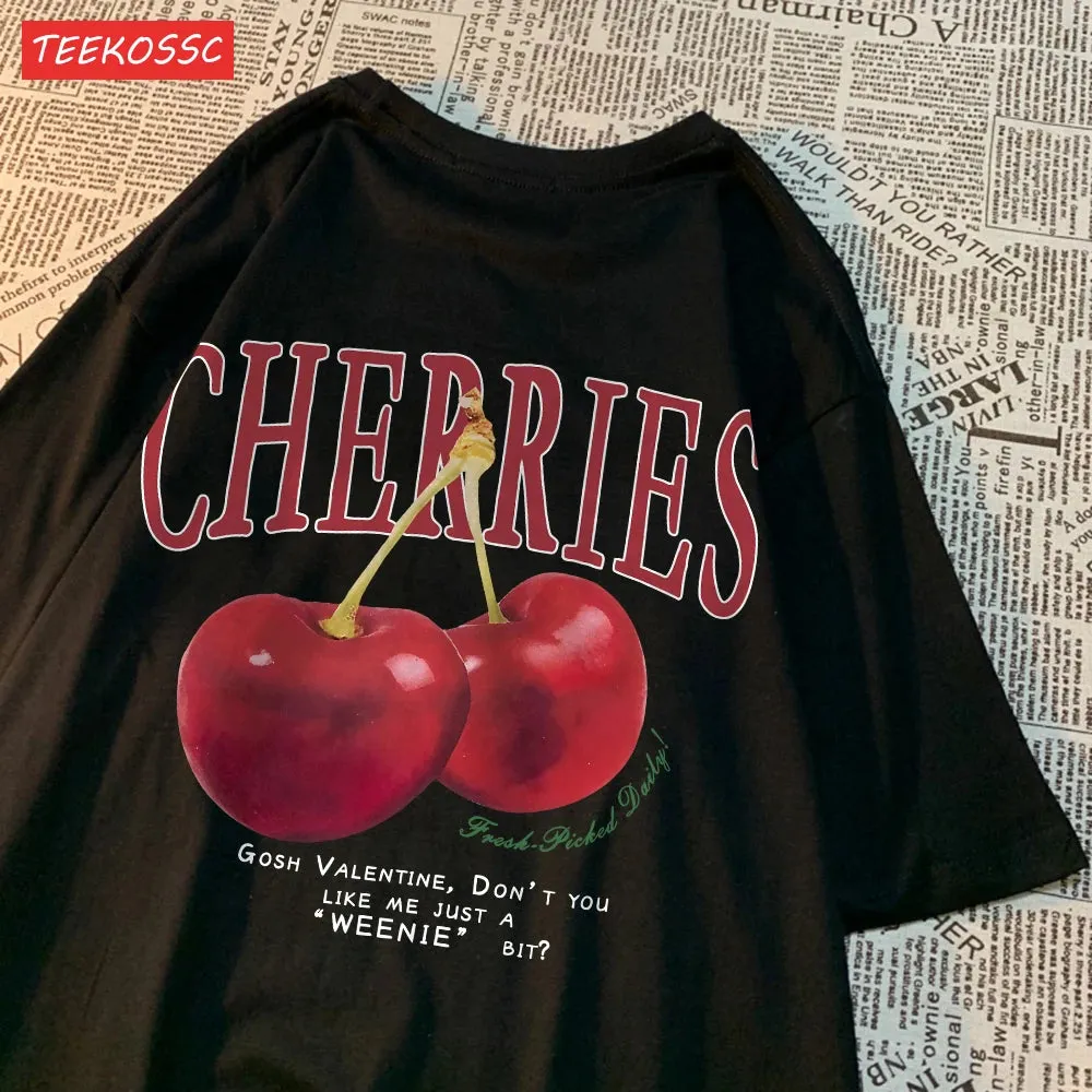 Cherries Cosh Valentine Funny T Shirts Women Summer Casual Tee