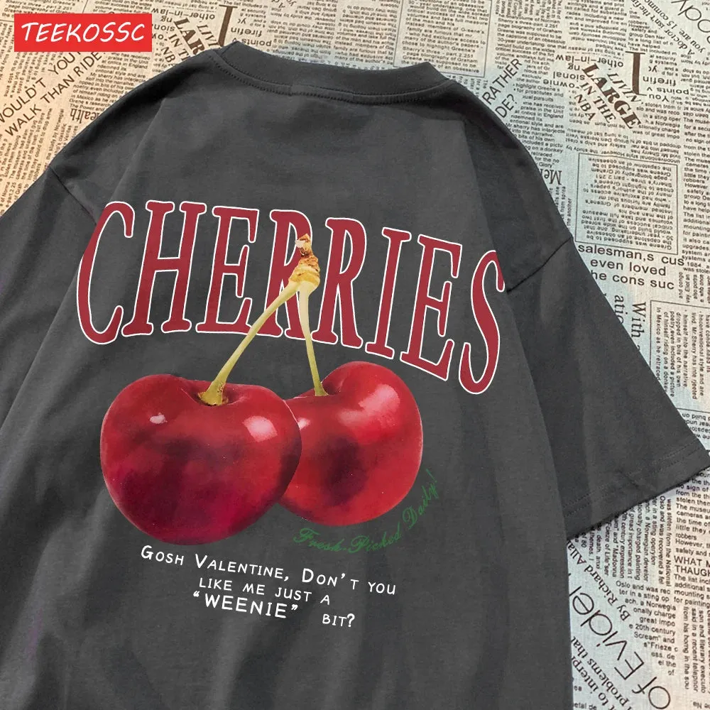 Cherries Cosh Valentine Funny T Shirts Women Summer Casual Tee