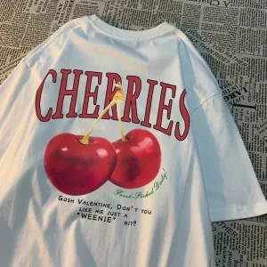Cherries Cosh Valentine Funny T Shirts Women Summer Casual Tee