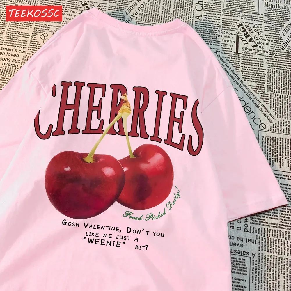 Cherries Cosh Valentine Funny T Shirts Women Summer Casual Tee