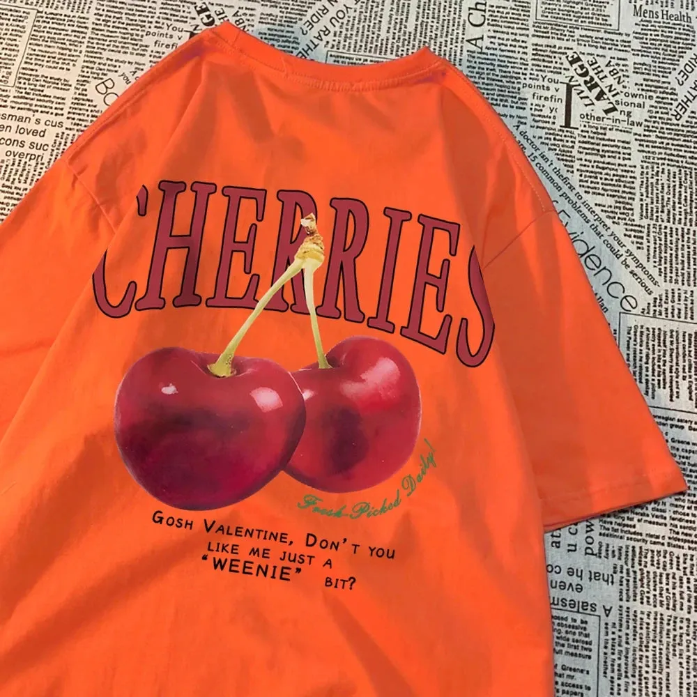 Cherries Cosh Valentine Funny T Shirts Women Summer Casual Tee