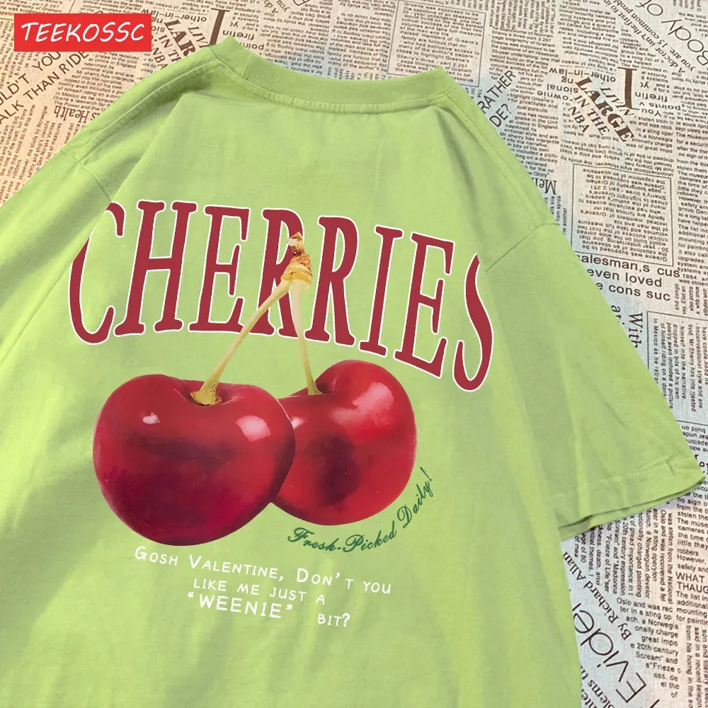 Cherries Cosh Valentine Funny T Shirts Women Summer Casual Tee