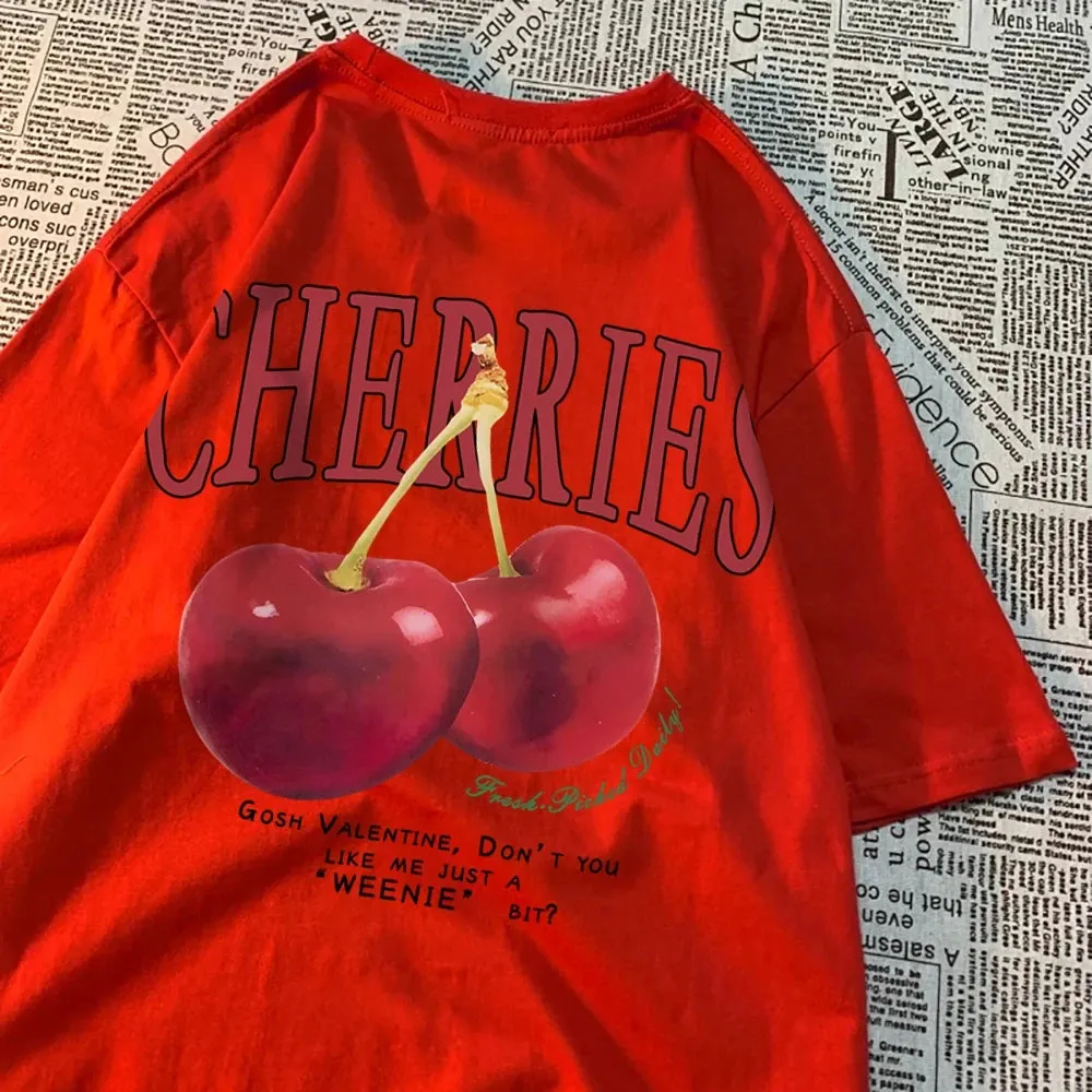 Cherries Cosh Valentine Funny T Shirts Women Summer Casual Tee