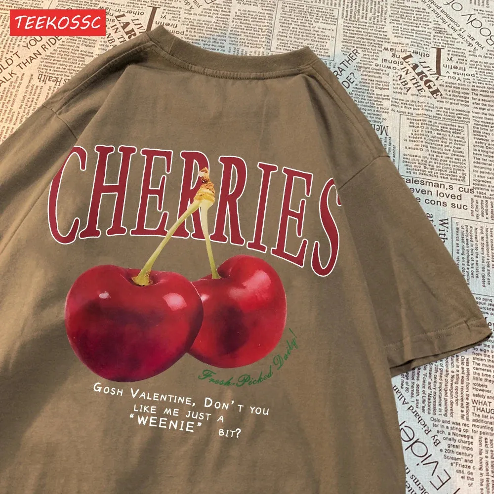 Cherries Cosh Valentine Funny T Shirts Women Summer Casual Tee