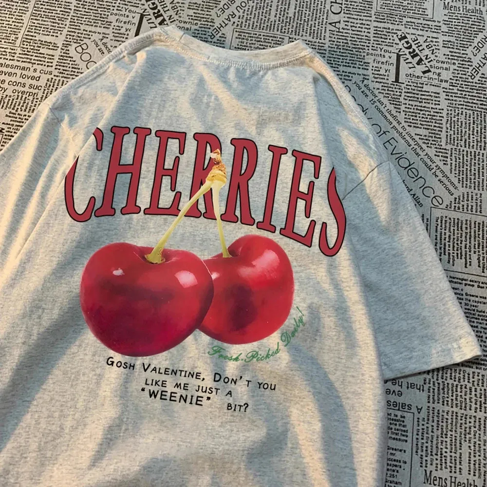 Cherries Cosh Valentine Funny T Shirts Women Summer Casual Tee