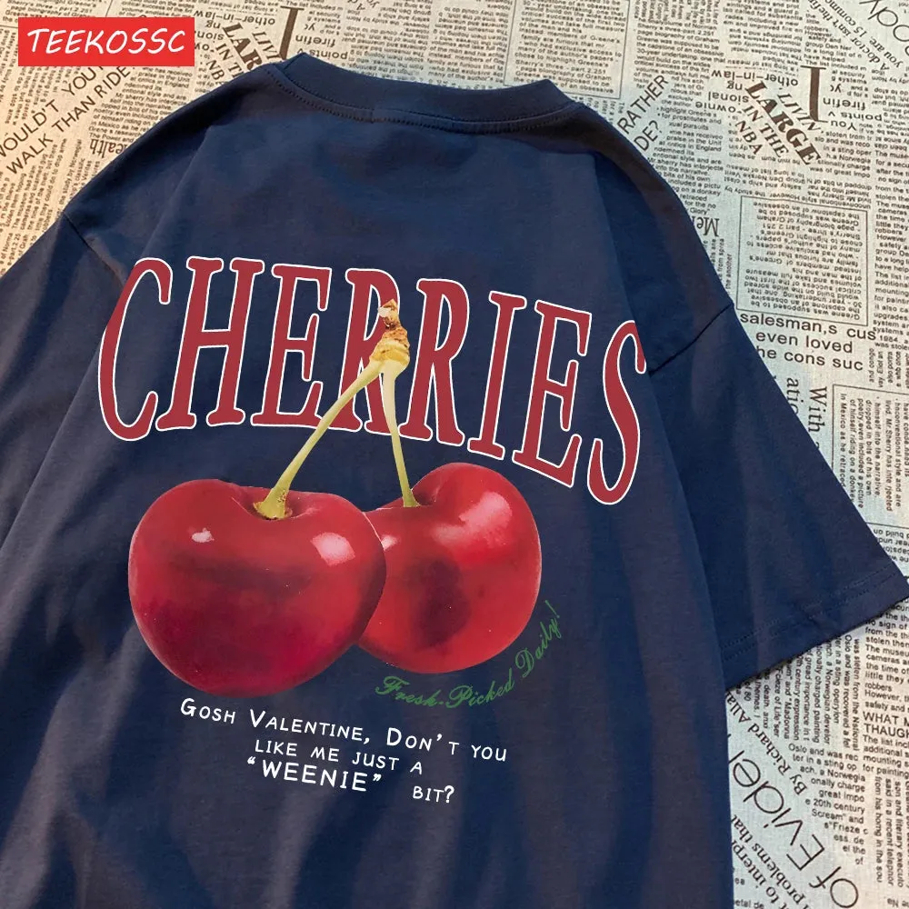 Cherries Cosh Valentine Funny T Shirts Women Summer Casual Tee