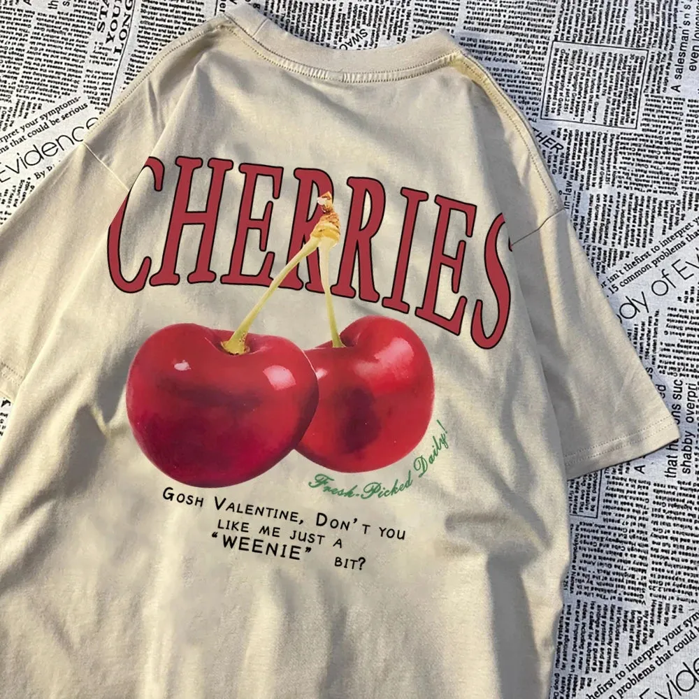 Cherries Cosh Valentine Funny T Shirts Women Summer Casual Tee