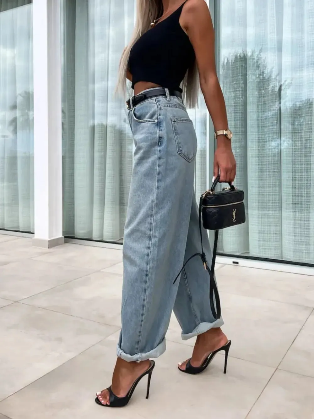 Chic High Waist Wide Leg Jeans