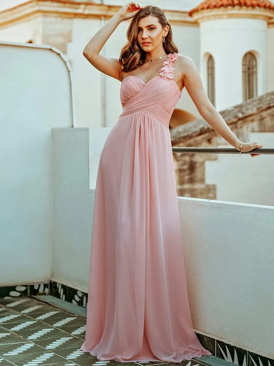 Chiffon One Shoulder Long Bridesmaid Dress