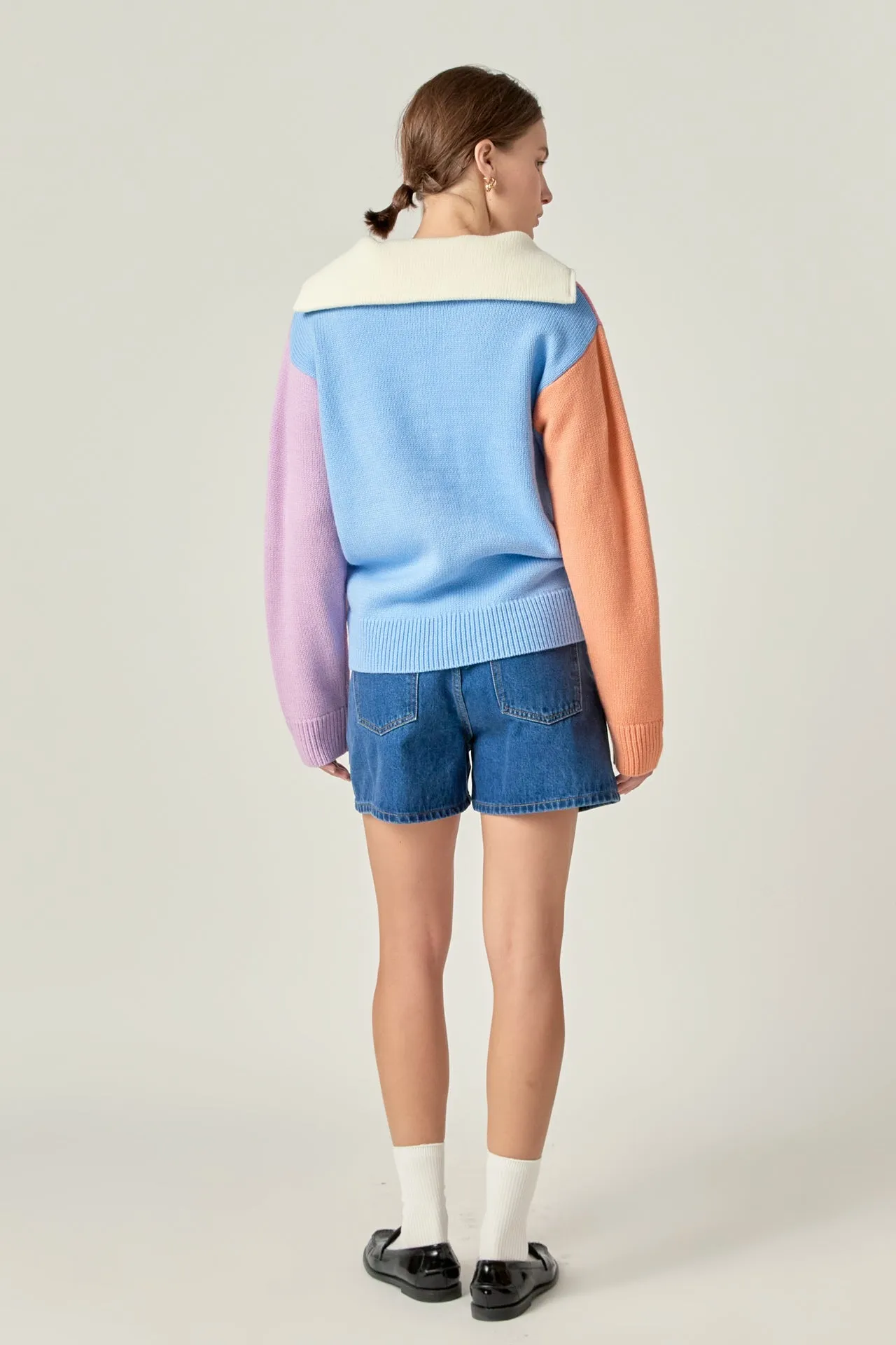 Colorblock Zip Pullover Sweater